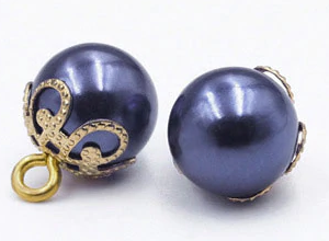 perles boutons bleues lavande à anneau