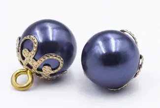 perles boutons bleues lavande à anneau